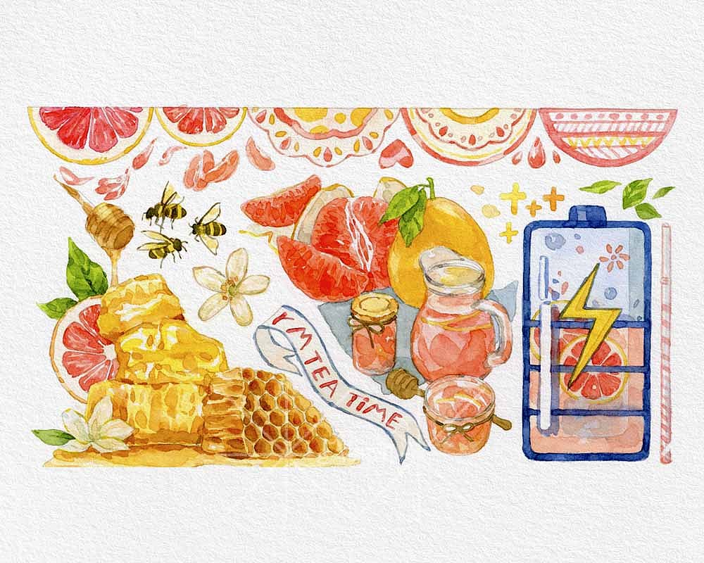 蜜柚茶时光（图ZMjM2MTcyMzIw） - 商业插画 - 站酷设计师玉米呀yumia原创素材 - 站酷ZCOOL