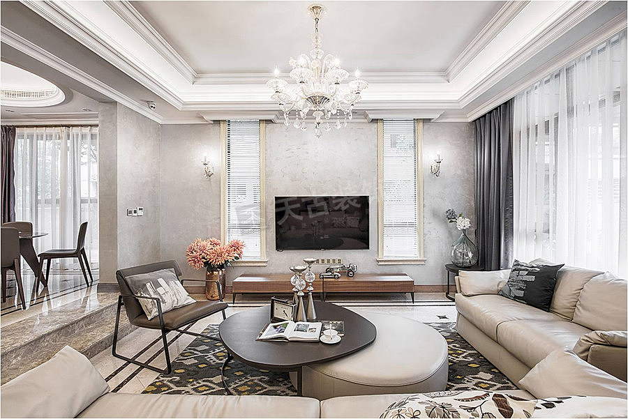 重庆万科联排别墅装修方案实景-轻奢风格别墅设计作品