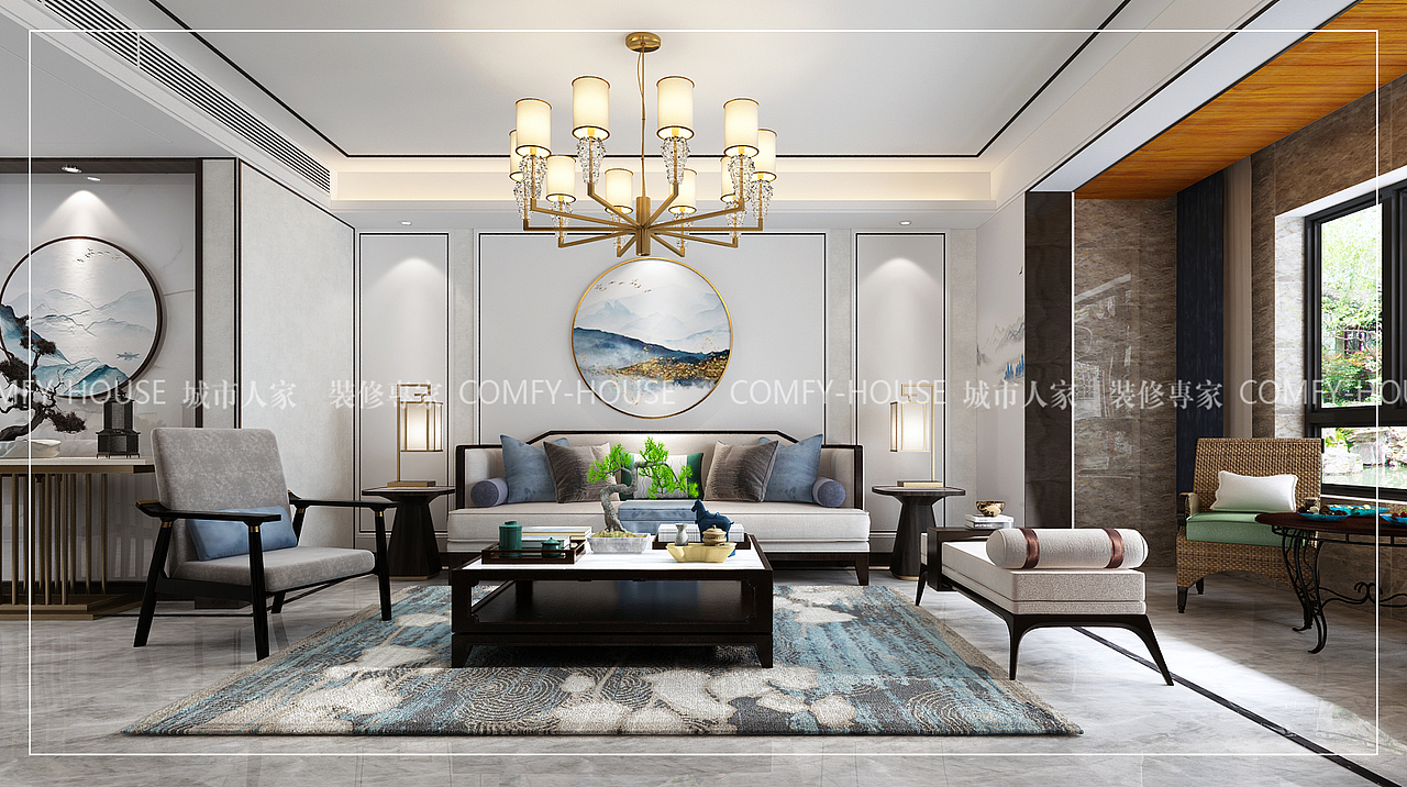 绿城兰园新中式风格装修——济南城市人家装饰（图ZMTg2MzkxNjU2） - 家装设计 - 站酷设计师大白orz原创素材 - 站酷ZCOOL