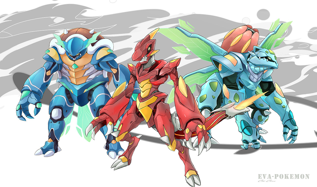 机甲pokemon初代御三家二阶进化形态