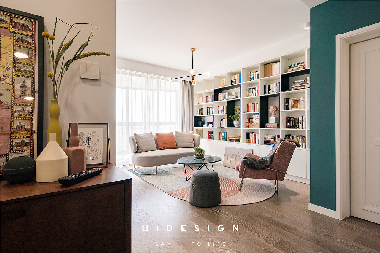 hidesign丨象源丽都 90平丨围合式客厅 混搭风丨实景