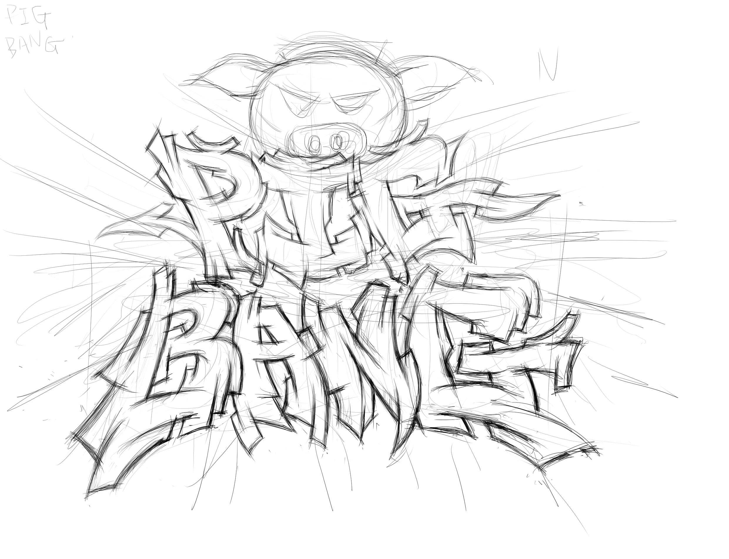 近期几幅黑白涂鸦字体插画