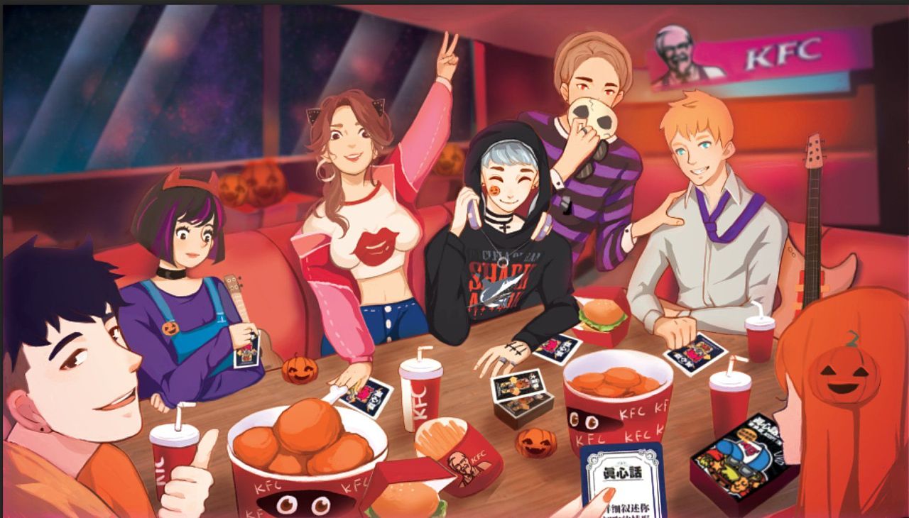 kfc万圣节活动图创作过程