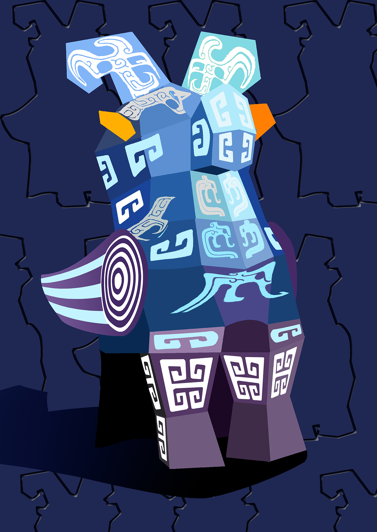 妇好鸮尊图案衍生