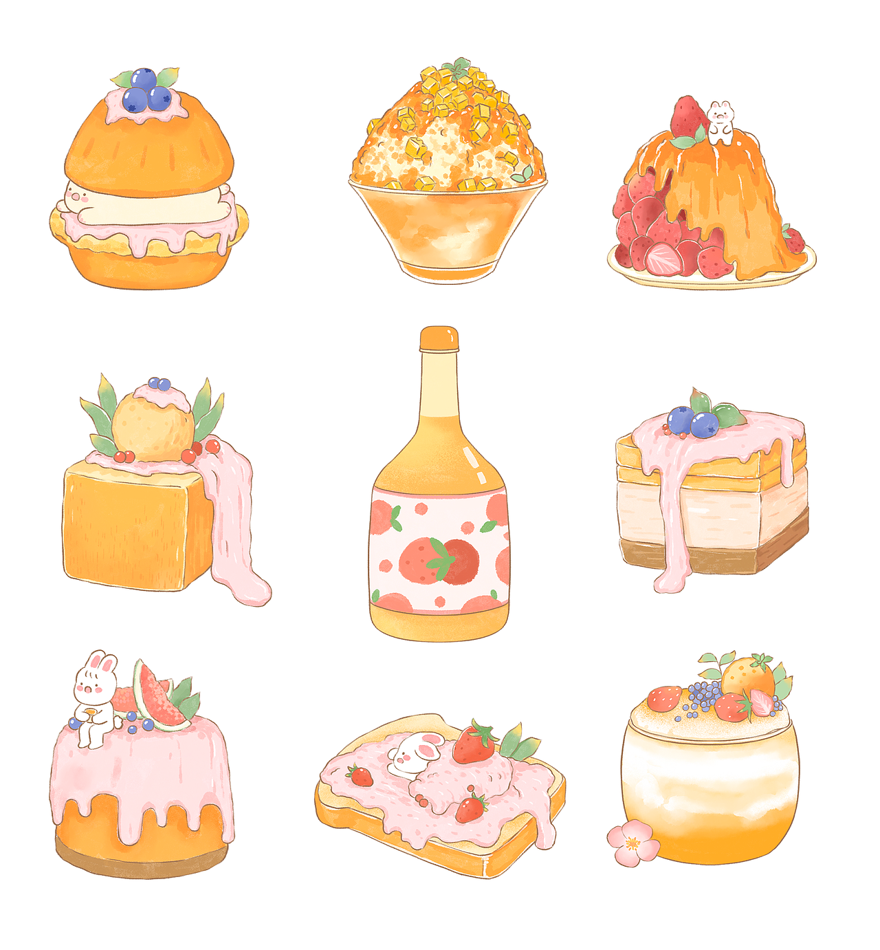 【甜品系列】（图ZMjk2ODU1NDgw） - 商业插画 - 站酷设计师牛排加辣原创素材 - 站酷ZCOOL