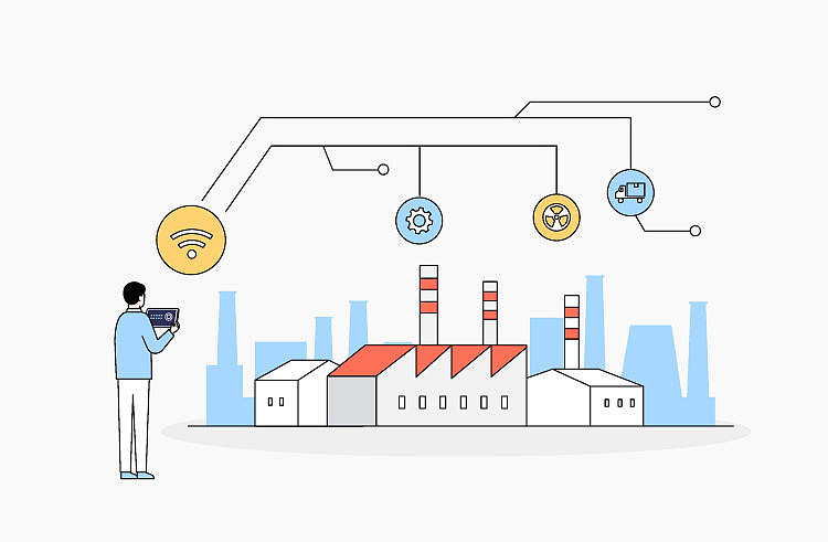 未来科技智能机器人工业制造5G物联网AI插画海报设计