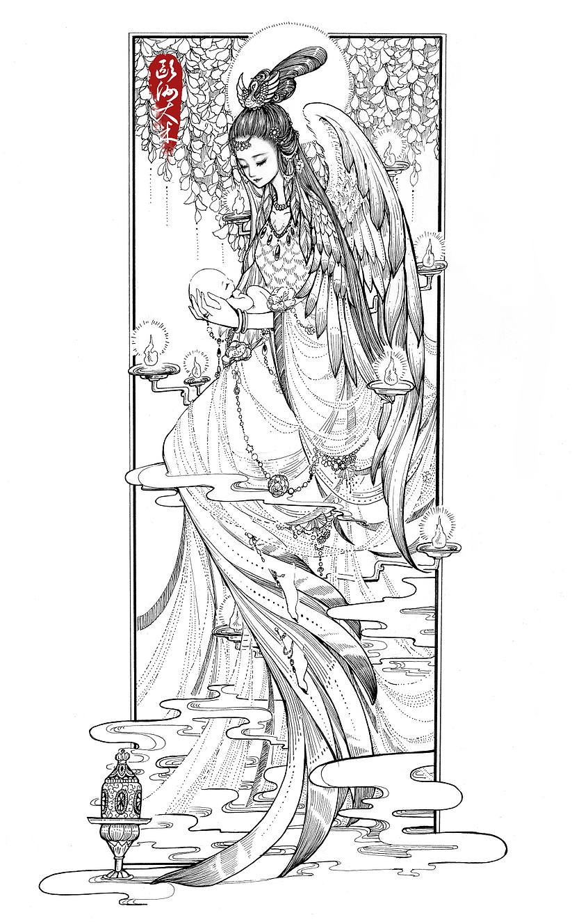 针管笔手绘 天帝少女（图ZMjM4Mzk4ODUy） - 创作习作 - 站酷设计师欧洲大米omiz原创素材 - 站酷ZCOOL