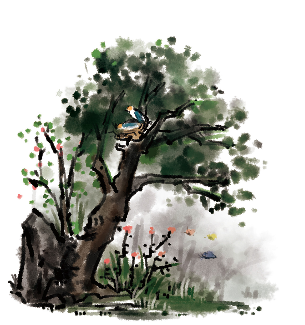 水墨儿童绘本场景（图ZMjE4MDk3MDA4） - 绘本 - 站酷设计师木鸟令原创素材 - 站酷ZCOOL