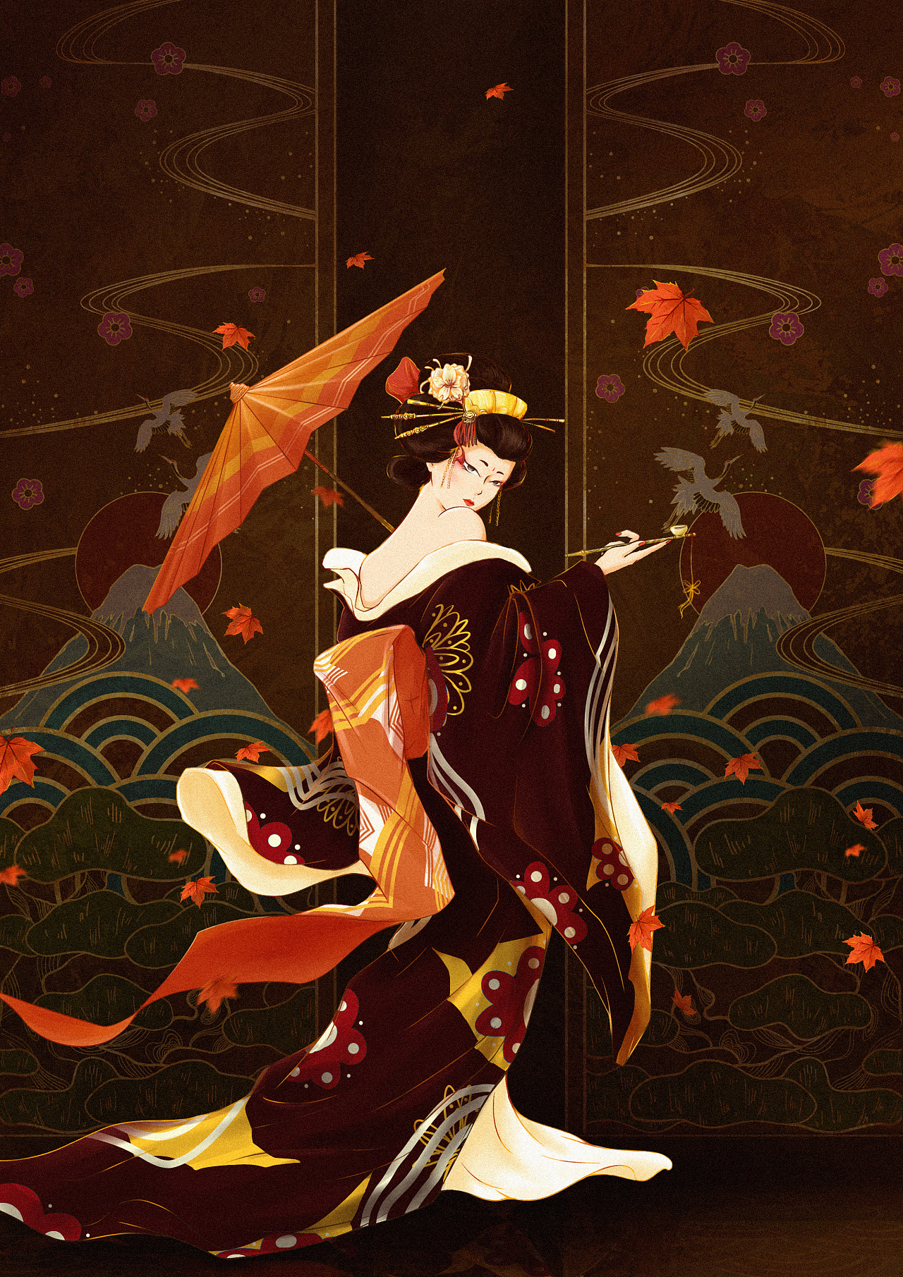 艺妓|插画|艺术插画|上三一 - 原创作品 - 站酷 (zcool)