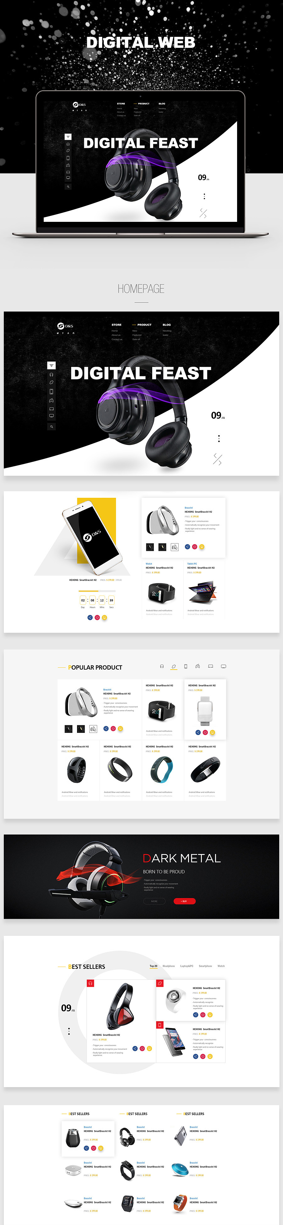 周大拿丨数码产品官网/耳机/智能手环首页/3C数码配件（图ZNTkyODA4NTY=） - 企业官网 - 站酷设计师设计师周大拿原创素材 - 站酷ZCOOL