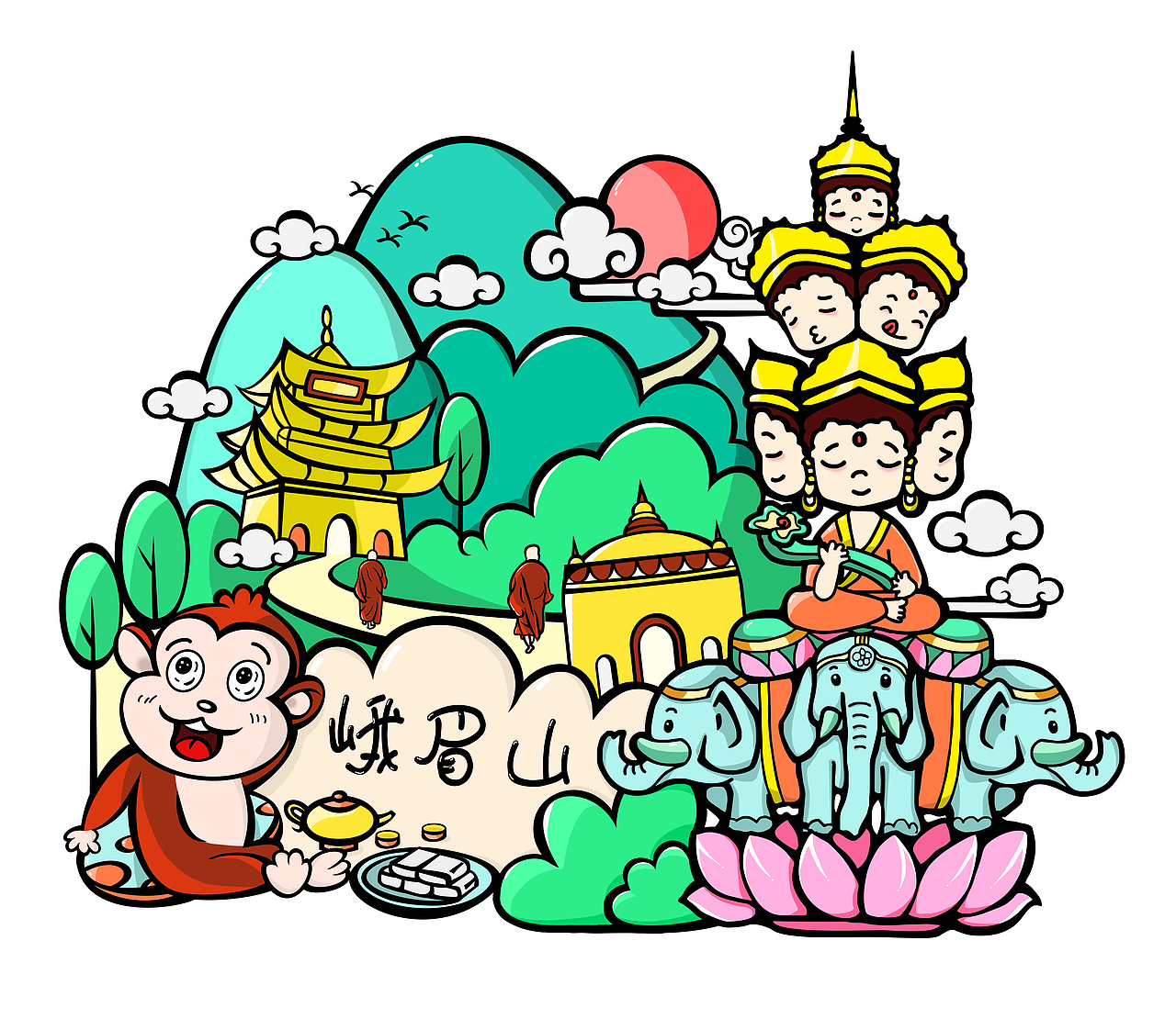 峨眉山ip卡通形象