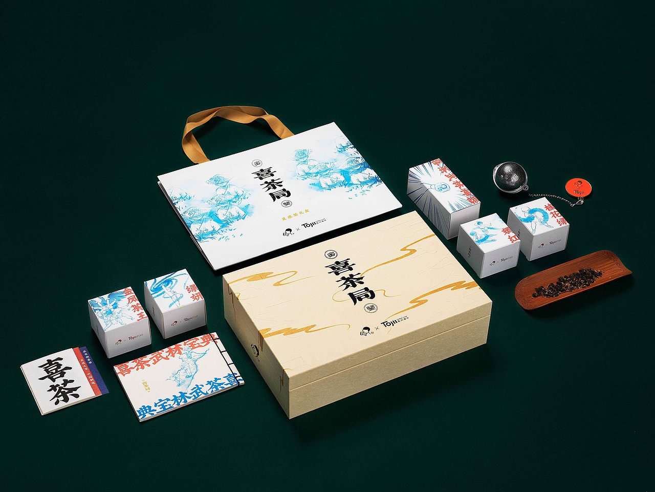 喜茶中秋灵感茶礼盒包装插画设计