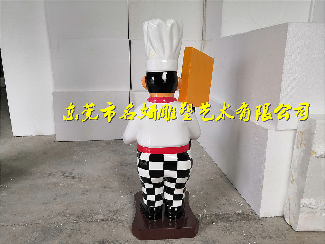 美食街顶级玻璃钢烹饪厨师雕像造型卡通厨神公仔雕塑