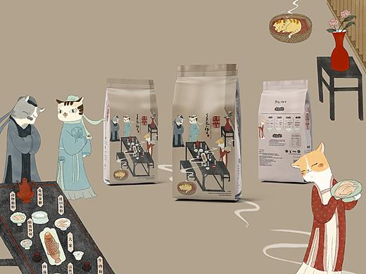 包装设计 VI设计 手绘插画 中式 猫粮猫砂猫罐头包装