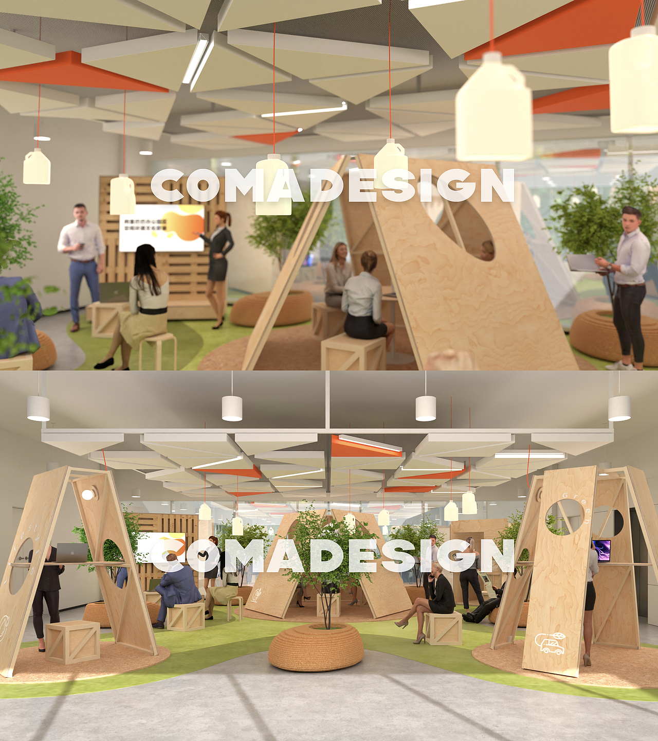 聚落空间|办公空间中的社交中心（图ZMzQ1MjA2MzQ0） - 商业空间设计 - 站酷设计师昏迷设计原创素材 - 站酷ZCOOL