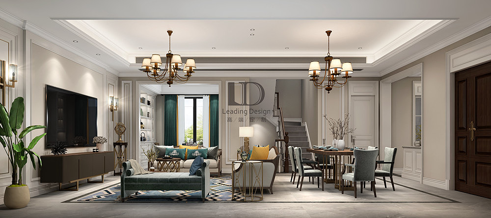 龙湖开元设计方案|大学城龙湖开元别墅装修|现代美式风