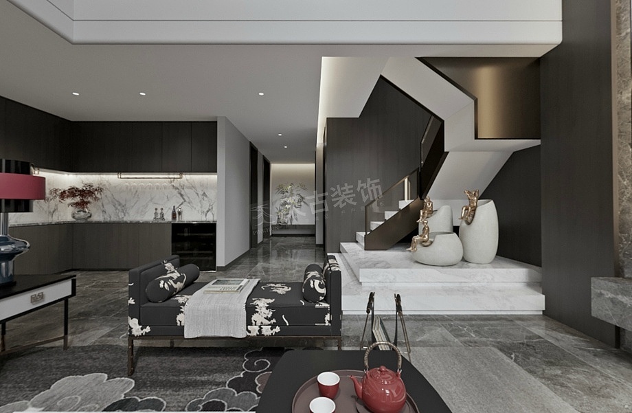 华侨城天澜美墅联排别墅户型改造|新中式风格别墅设计