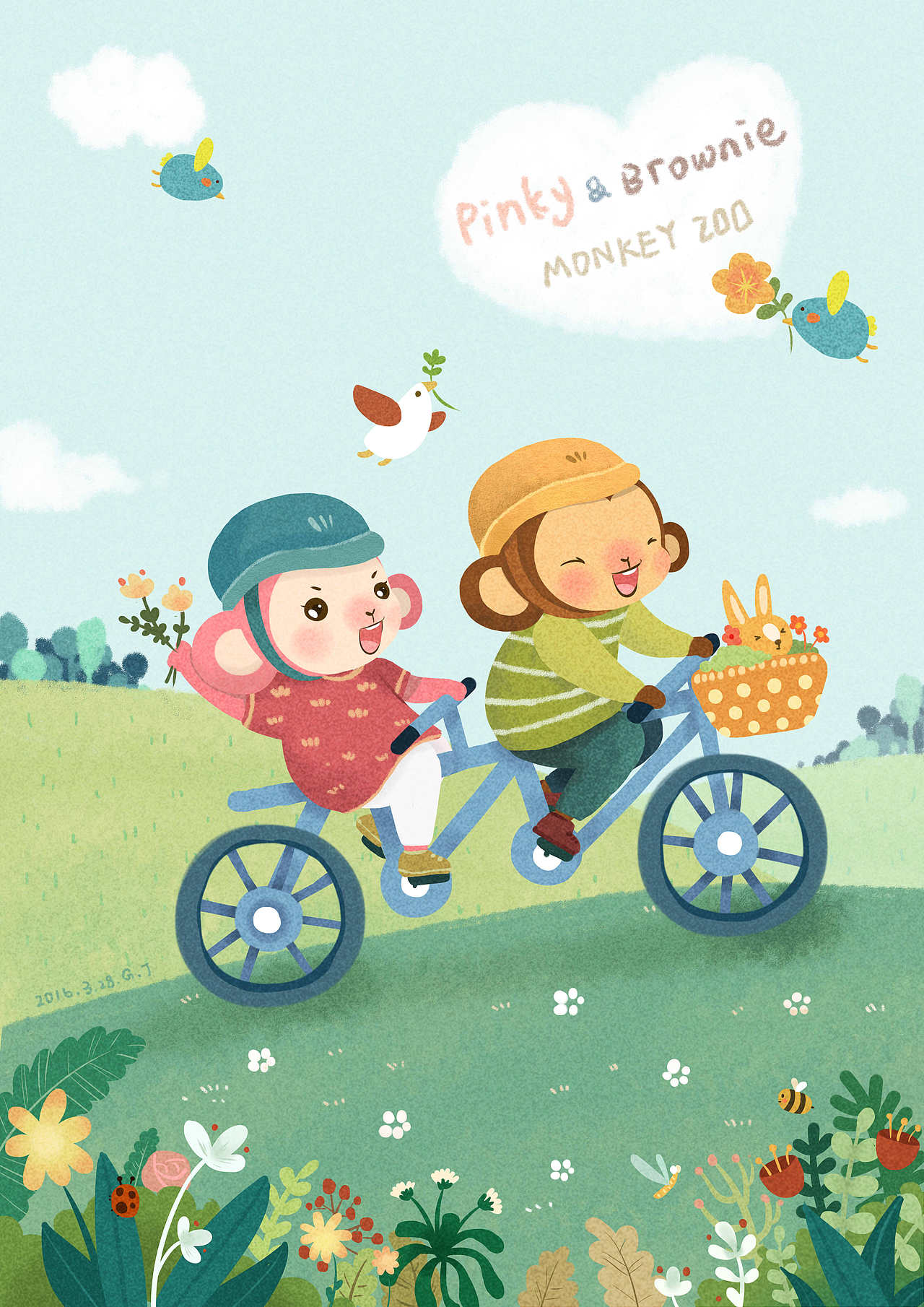 Monkey Zoo (Pinky&Browine)（圖ZNjkzNDY5NDQ=） - 兒童插畫(huà) - 站酷設(shè)計(jì)師大臉貓愛(ài)吃芋艿頭原創(chuàng)素材 - 站酷ZCOOL