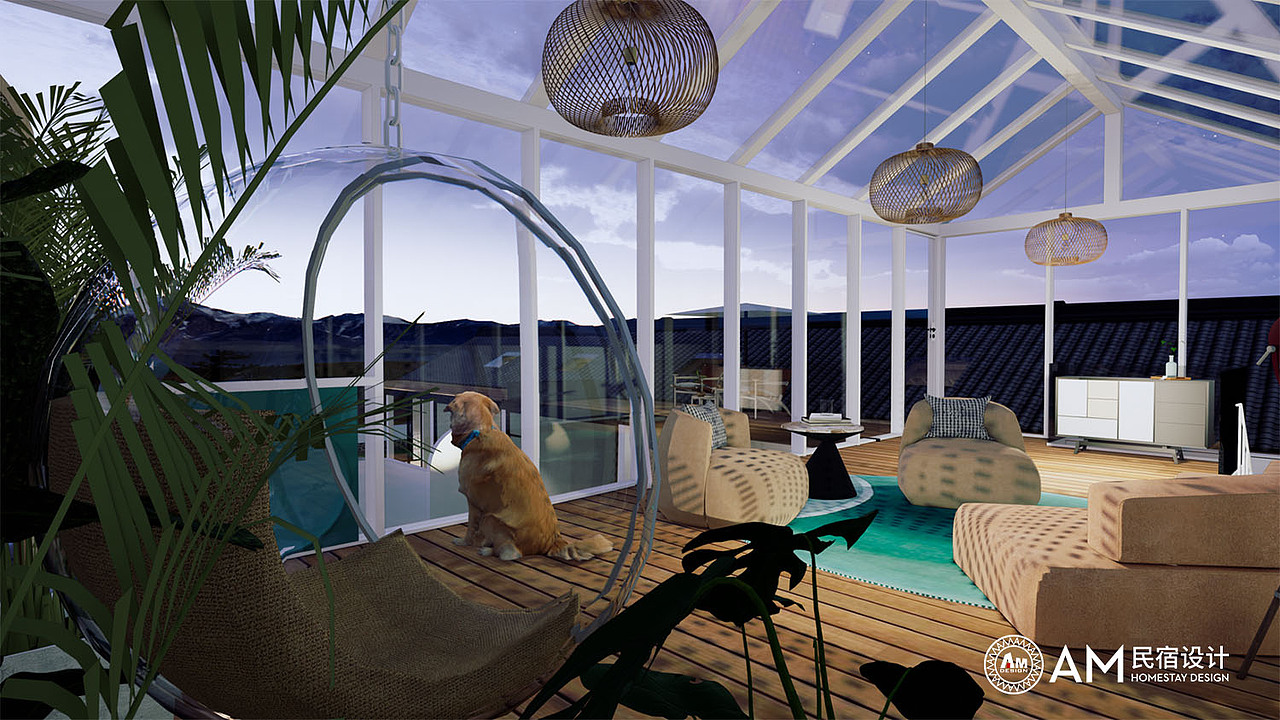 am设计|北京河田小院民宿阳光房设计 br> br>屋顶的阳光房变身成为多