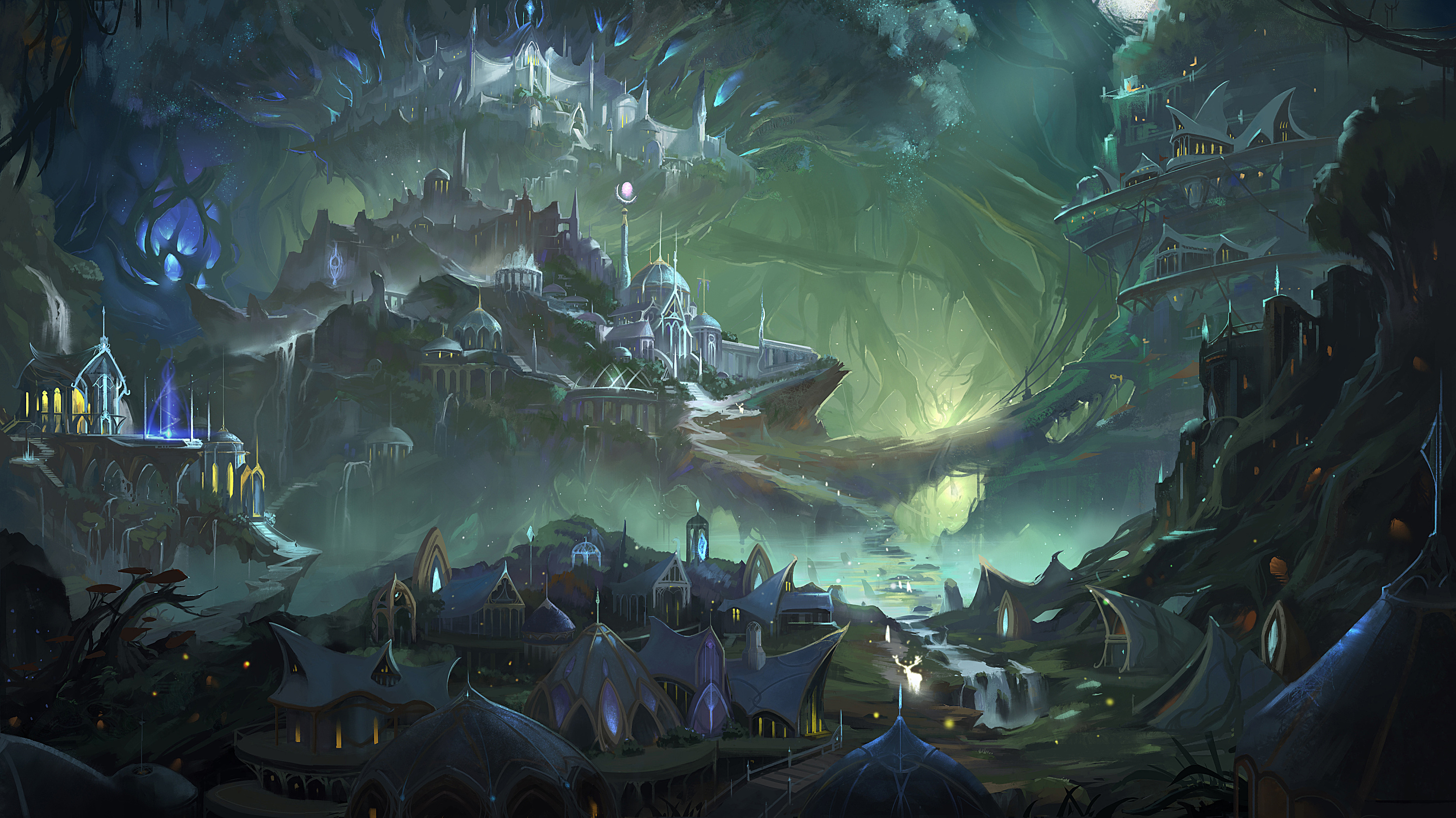 精灵城主城城市宣传图|插画|游戏原画|冬瓜条儿 - 原创作品 - 站酷