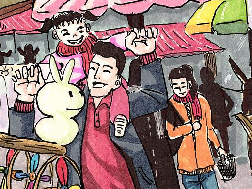二十七赶大集（个人主页-ZMjYwMTU4NjA=） - 艺术插画 - 站酷设计师梁柏鹏原创素材 - 站酷ZCOOL