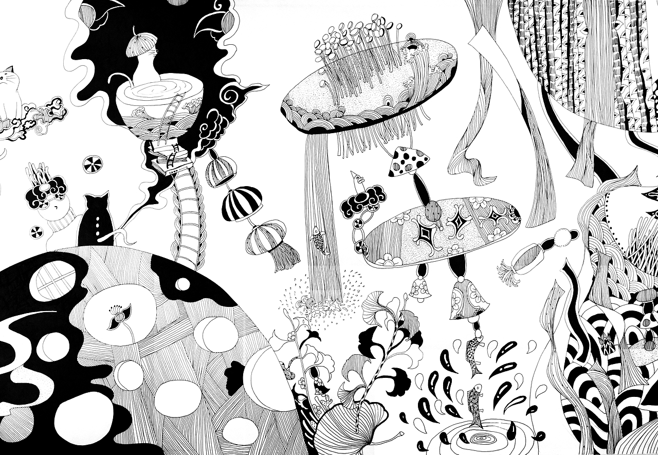 山海经黑白图纹卷（图ZMjM0NDQ5MDYw） - 商业插画 - 站酷设计师何小婷原创素材 - 站酷ZCOOL