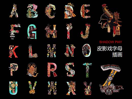 戏剧插画二 皮影戏字母插画