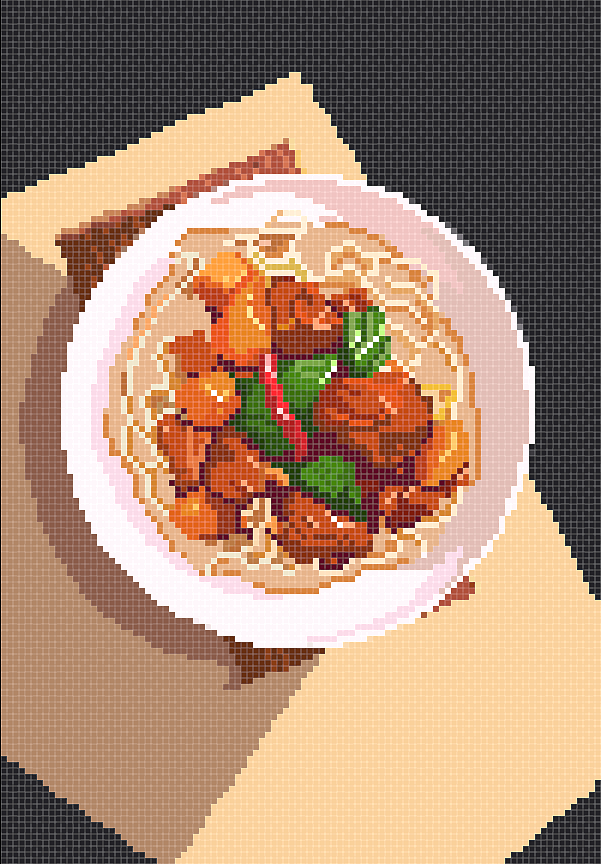 《大盘鸡面》|插画|像素画|林英铠的藏宝洞_原创作品-站酷zcool