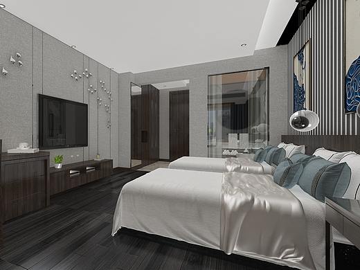 新中式《酒店房間設(shè)計(jì)》（個(gè)人主頁-ZNDU2NjA4ODA=） - 家裝設(shè)計(jì) - 站酷設(shè)計(jì)師Moon設(shè)計(jì)工作室原創(chuàng)素材 - 站酷ZCOOL