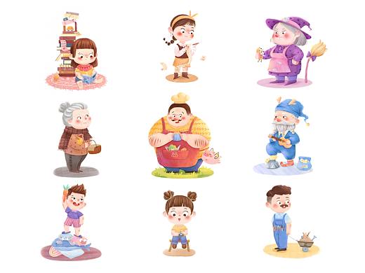 一组人物（个人主页-ZNTg0MTExMzI=） - 儿童插画 - 站酷设计师竹坚果原创素材 - 站酷ZCOOL