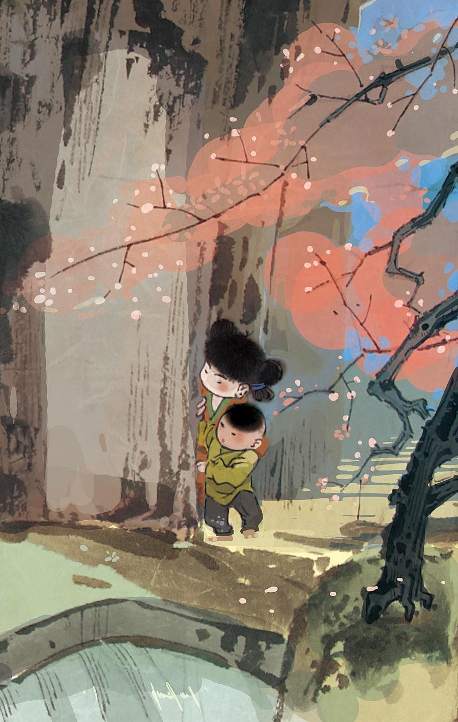 水墨CG——《桃花坞》（图ZMTg2MDA2NjQ=） - 商业插画 - 站酷设计师莲羊原创素材 - 站酷ZCOOL