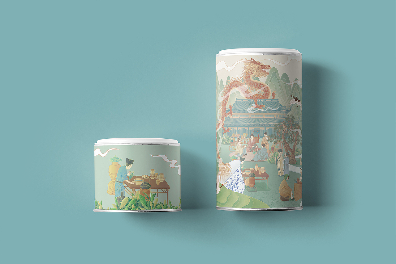 中国茶艺-国潮风茶叶包装插画