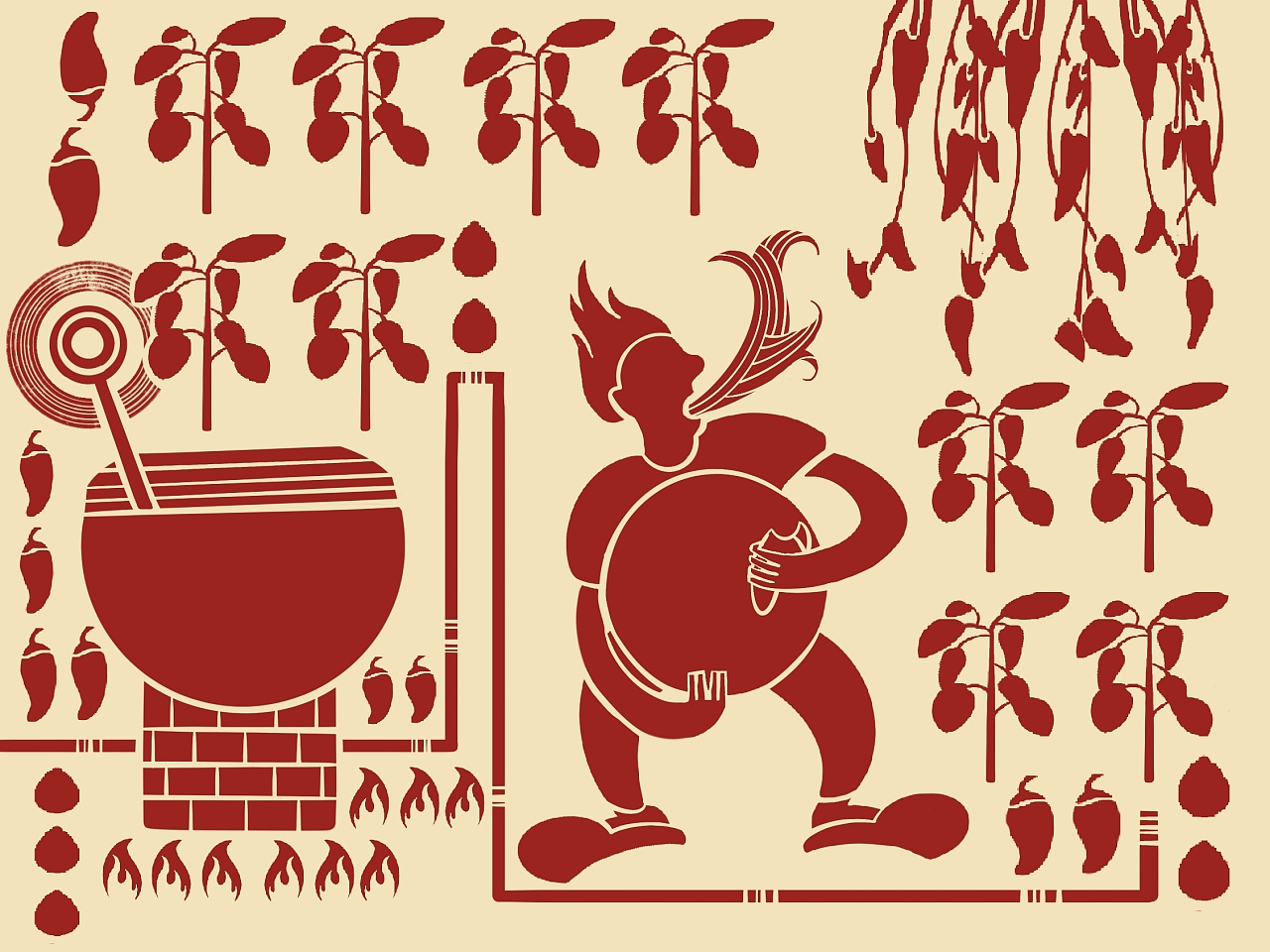 辣椒酱插画设计