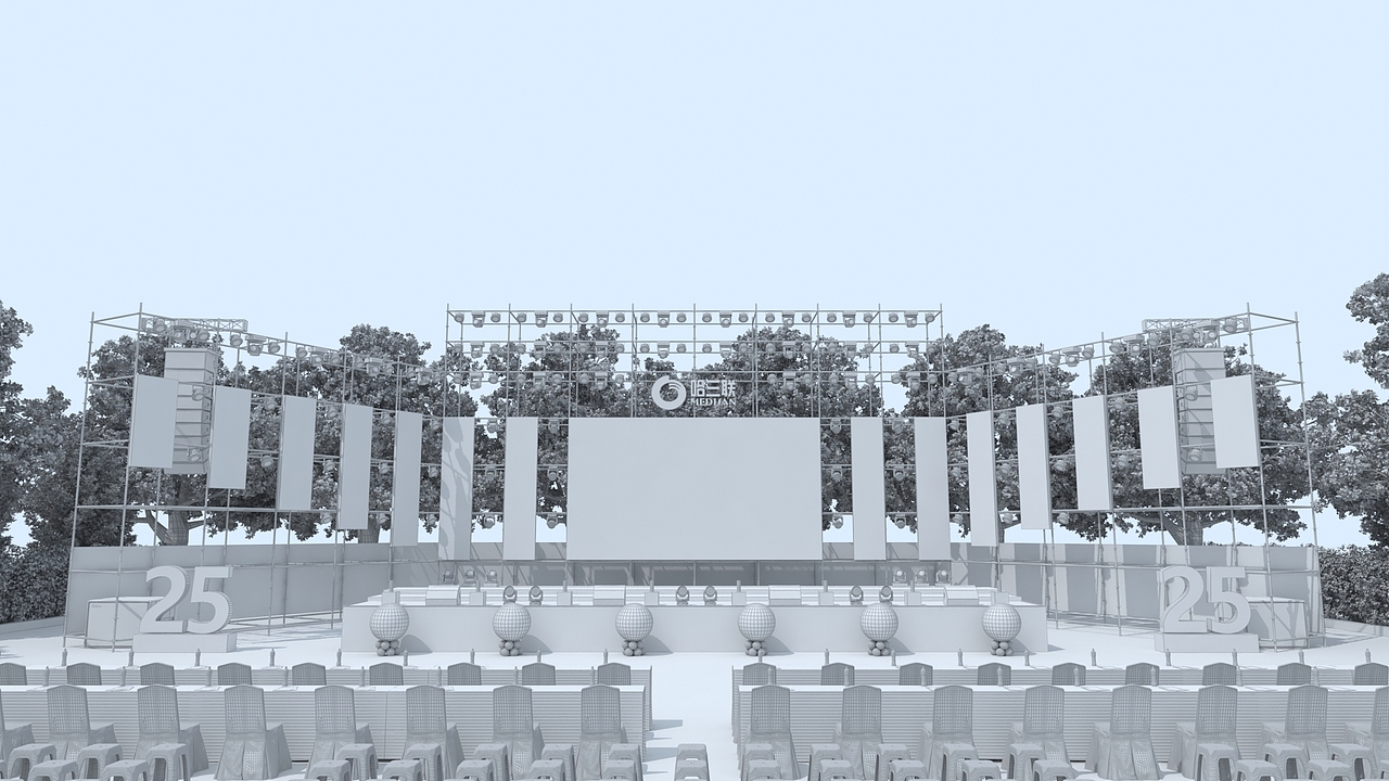 药企周年庆典活动舞台设计3d效果图