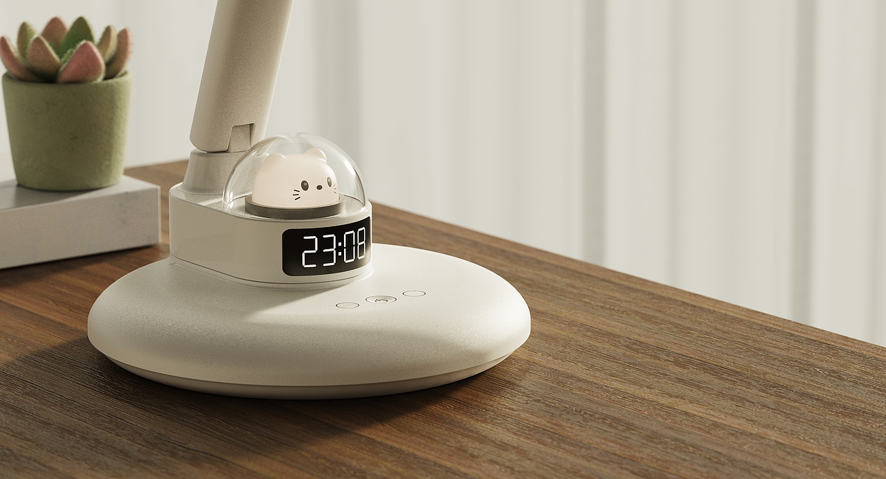 Desk lamp with kitty night light（图ZMjM3MzE5ODI4） - 生活用品 - 站酷设计师研物设计原创素材 - 站酷ZCOOL
