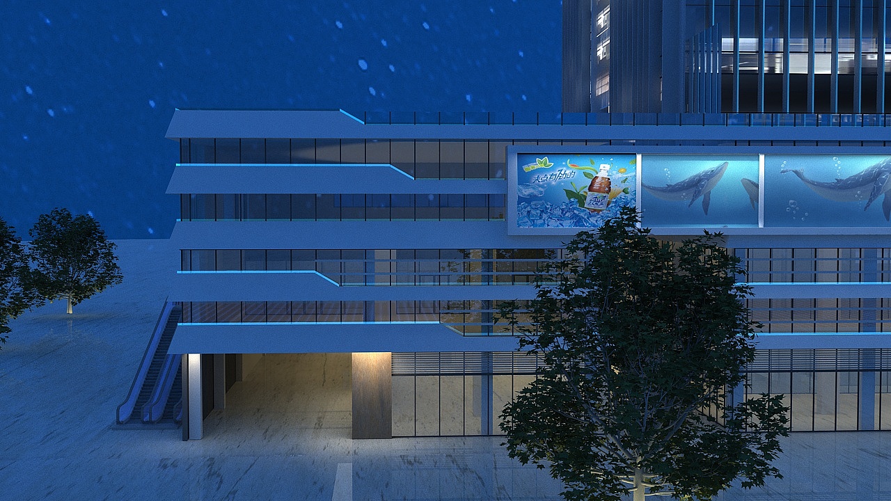 高楼夜景照明设计3d漫游