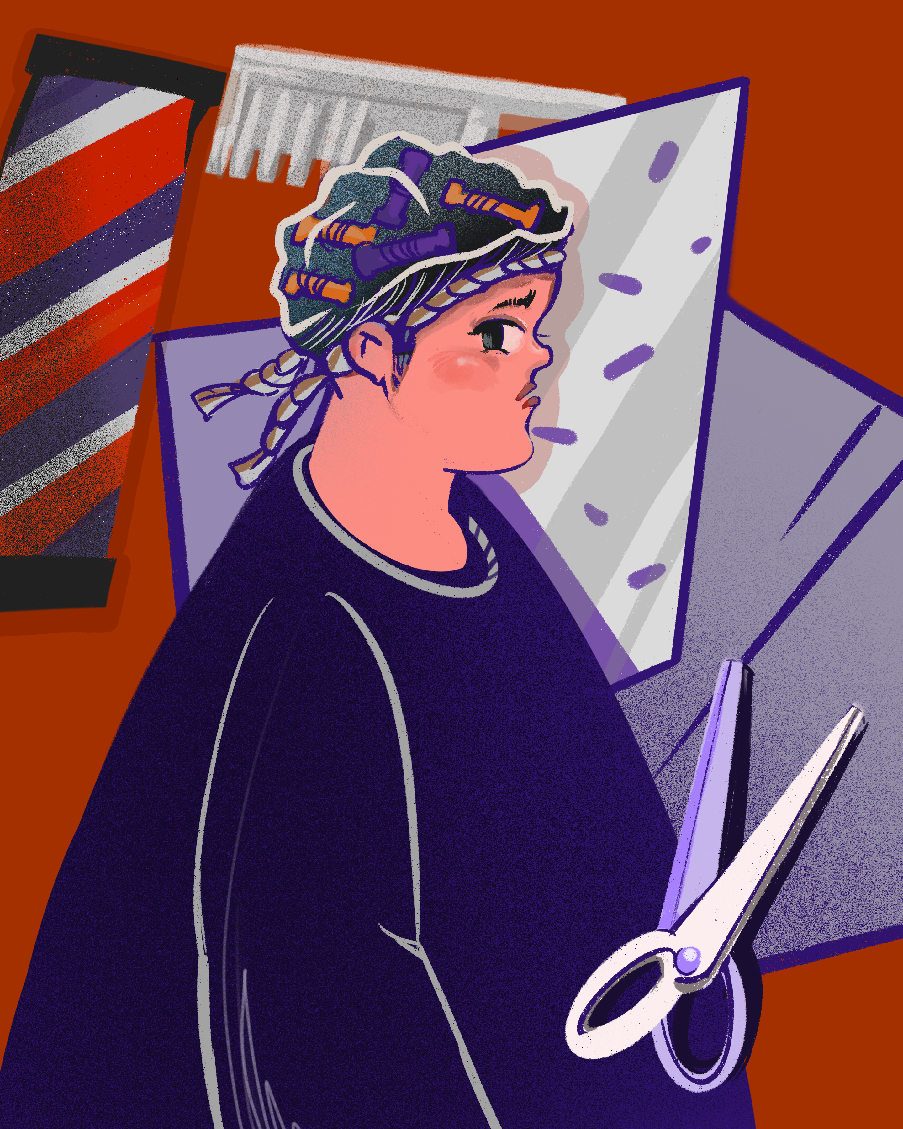 烫头chou烟 喝酒.