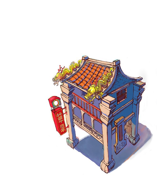 广州骑楼手绘图片