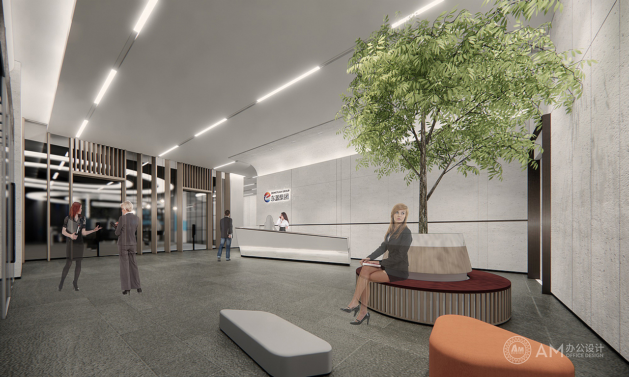 AM设计 | 内蒙古东源集团办公楼一层大厅设计