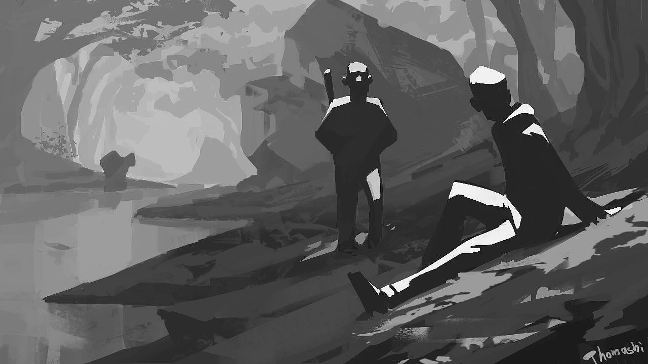 黑白剪影速涂练习