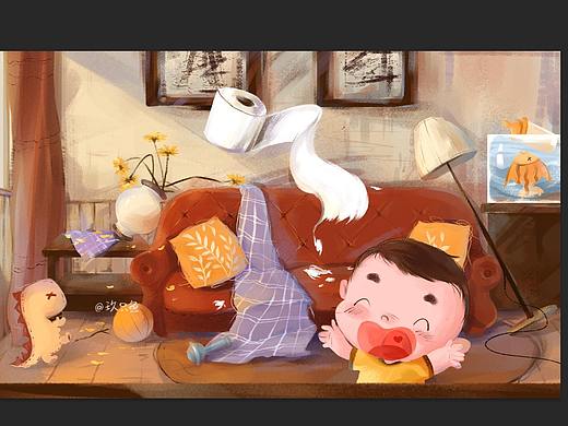 幼崽破壞力（個人主頁-ZNTQ4OTE5NjQ=） - 兒童插畫 - 站酷設計師玖陸水彩原創(chuàng)素材 - 站酷ZCOOL