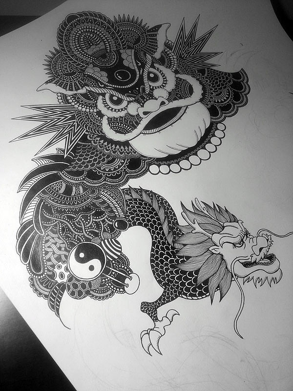 2开大画《最炫中国风》附绘制过程（图ZMTc0MjI2ODQ=） - 新锐潮流插画 - 站酷设计师墩小贤原创素材 - 站酷ZCOOL