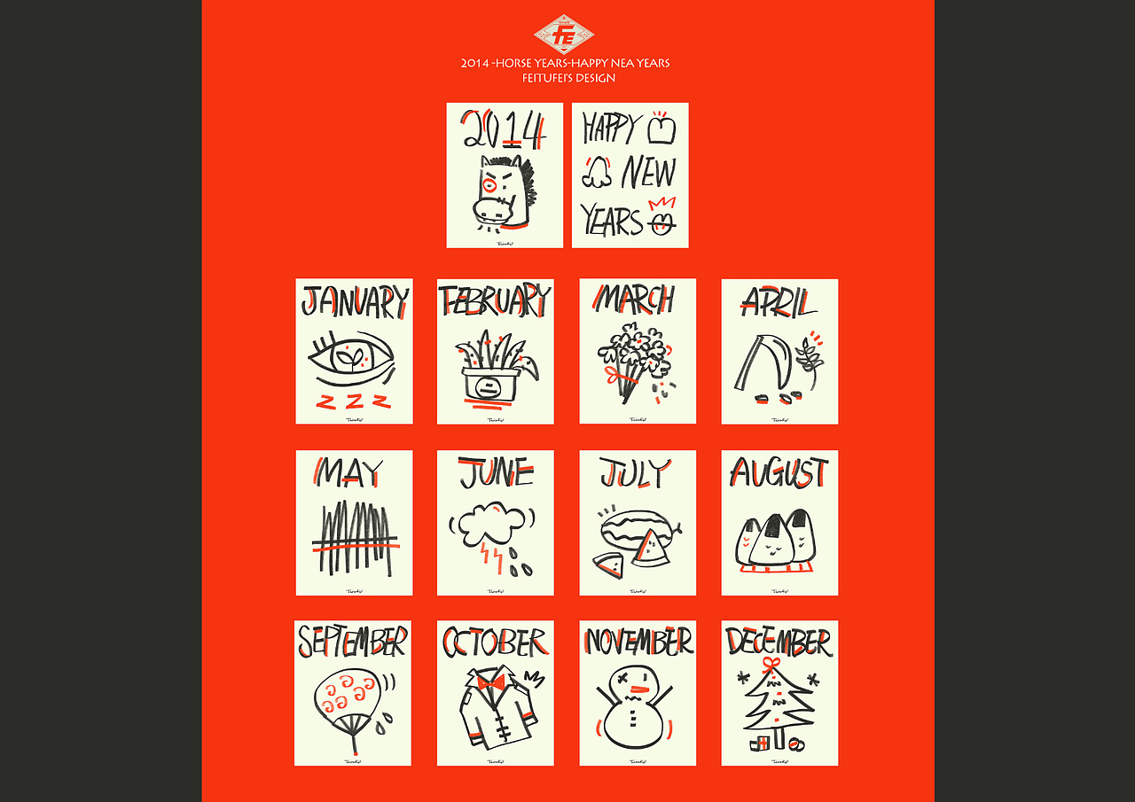 2014 FEITUFEI'S HORSE CALlENDAR（图ZMTMwMDIzNDA=） - 新锐潮流插画 - 站酷设计师FEITUFEI原创素材 - 站酷ZCOOL