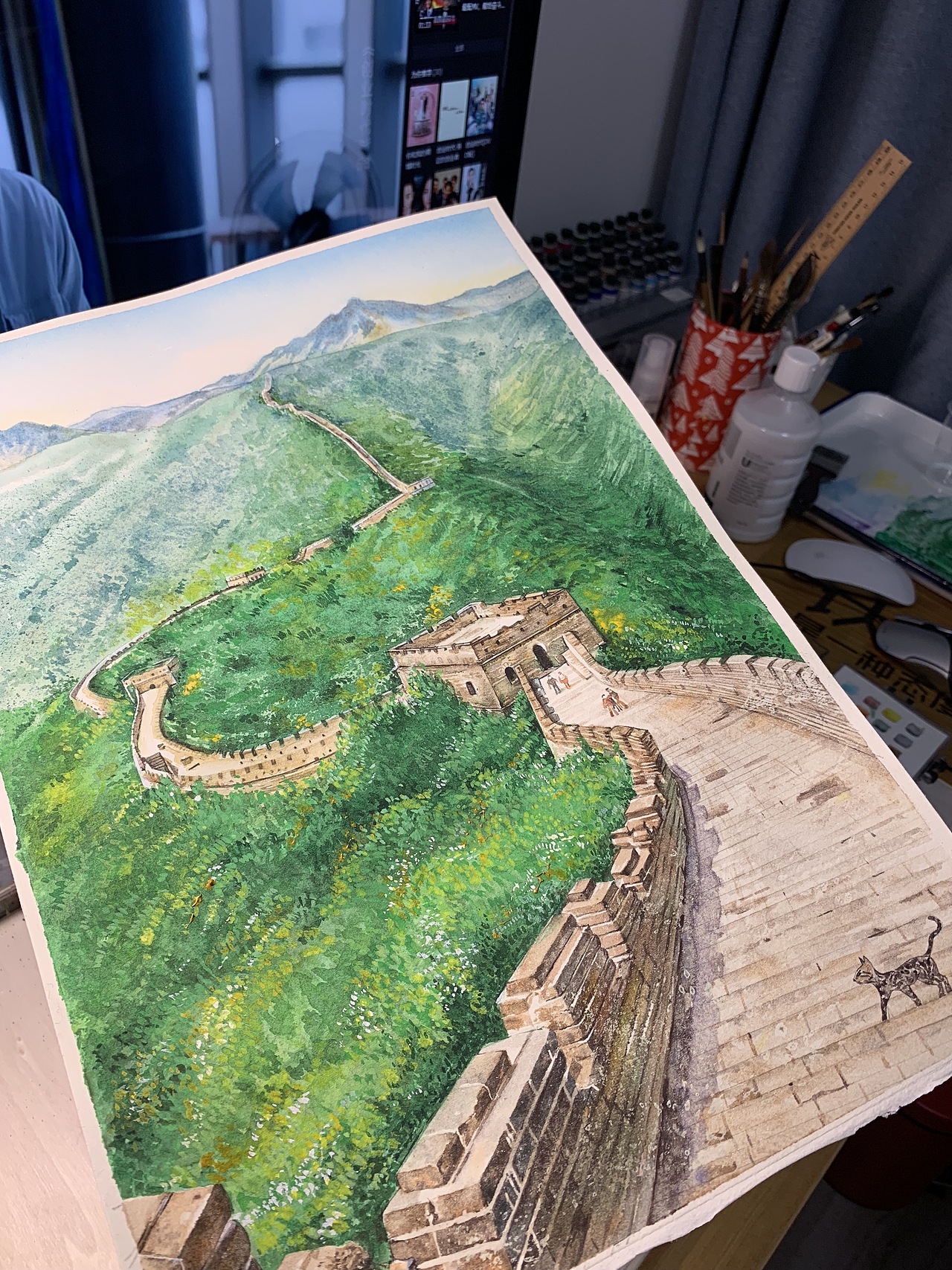 长城|水彩绘画步骤_文静手绘-站酷zcool