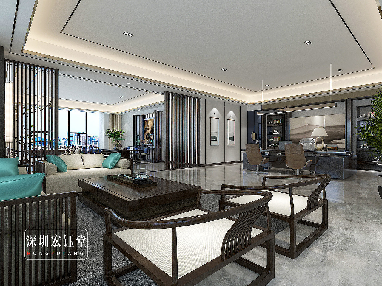 鄭州辦公樓裝修公司-中興產業(yè)園新中式辦公樓裝修設計（圖ZMjA0ODQxODQ4） - 家裝設計 - 站酷設計師辦公裝修設計公司原創(chuàng)素材 - 站酷ZCOOL