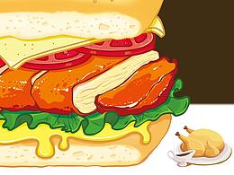 三全新品帕尼尼三明治插畫設(shè)計(jì)