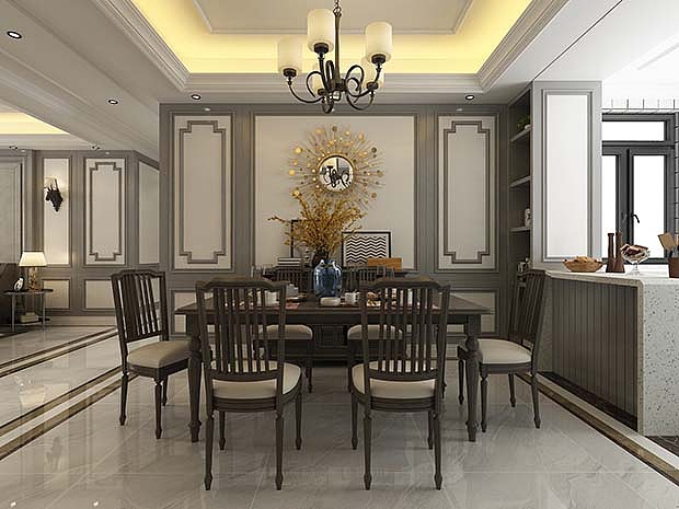 济南漫山香墅170平美式风格大平层装修案例