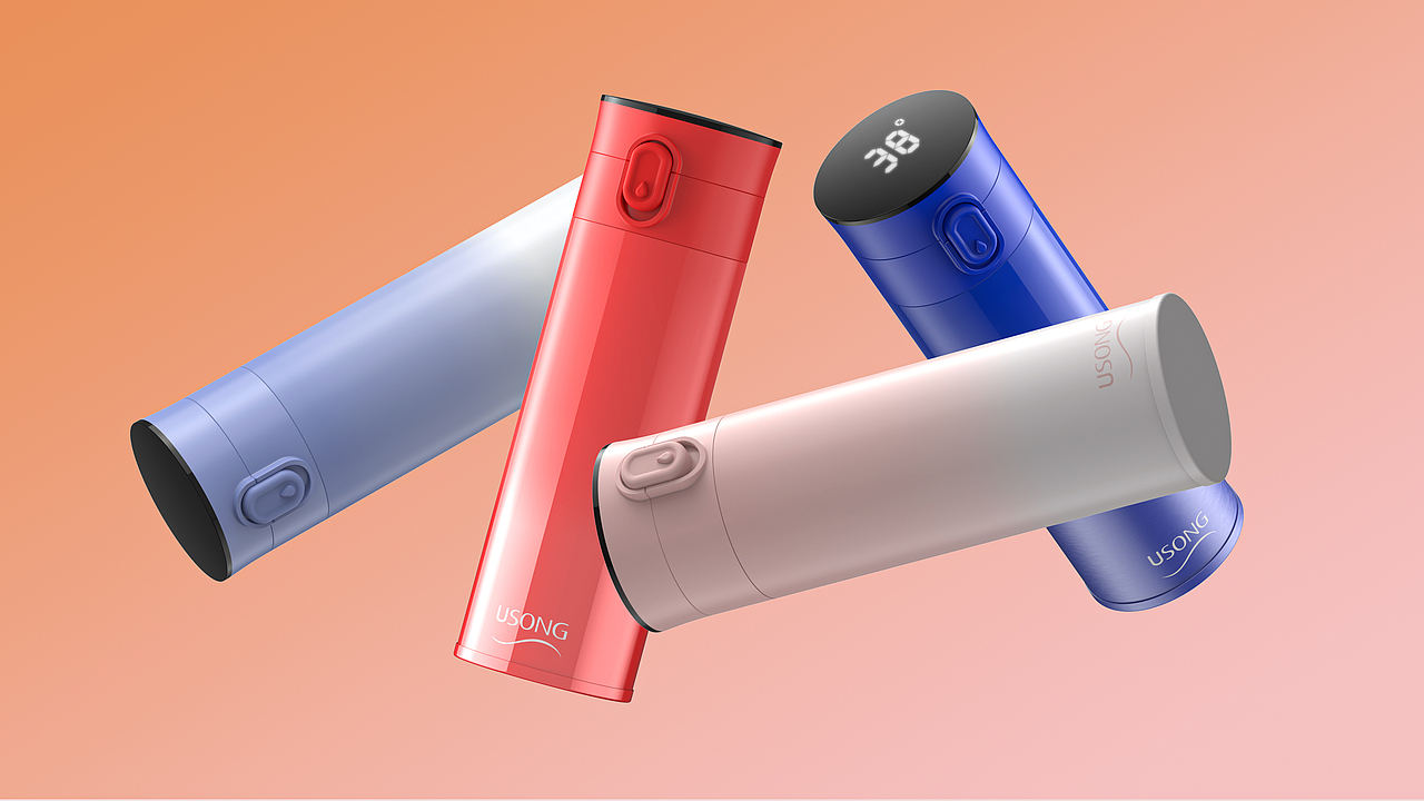 渐变色智显保温杯