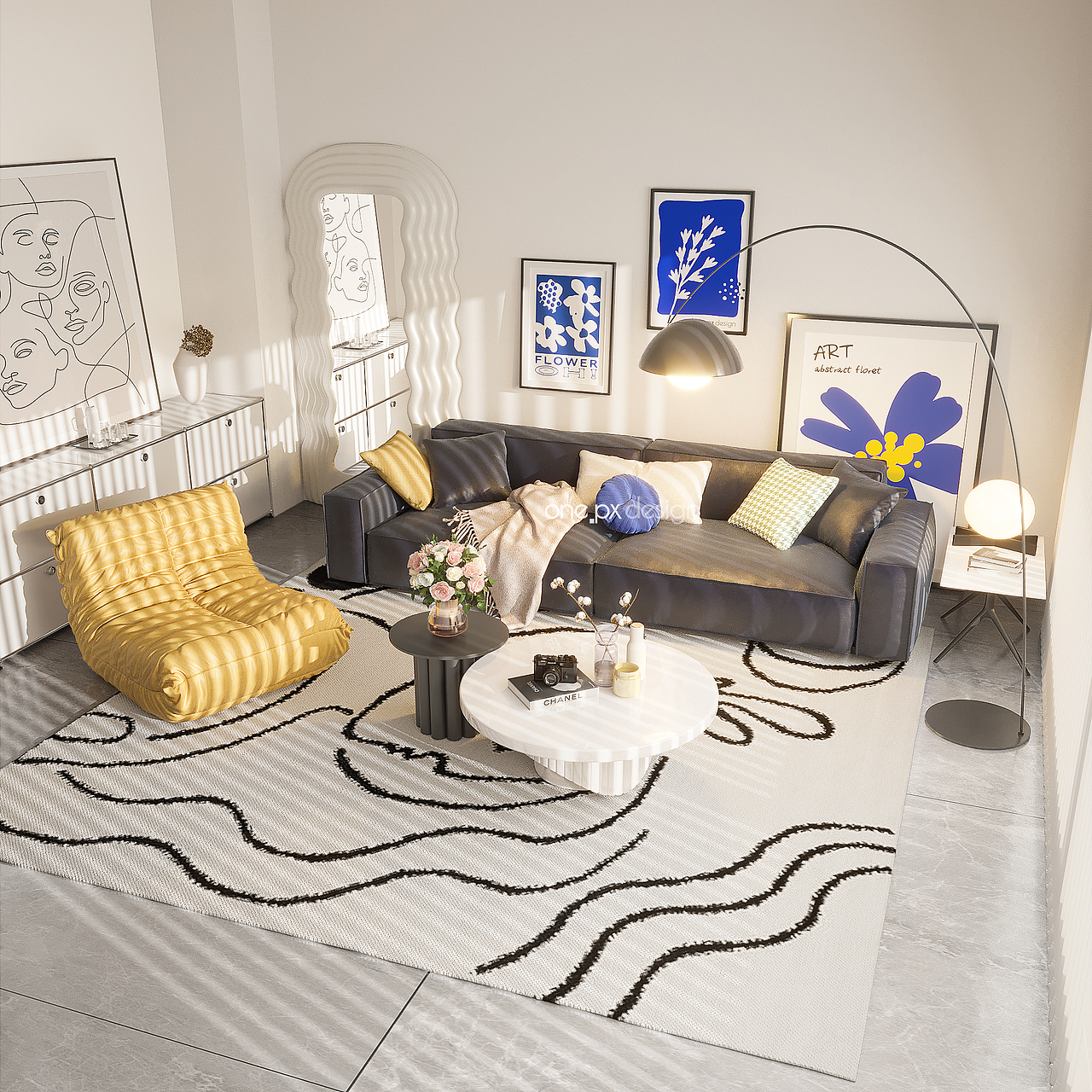 产品3D效果图-客厅-沙发组合