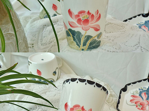 釉下彩|荷花|可乐杯❣️